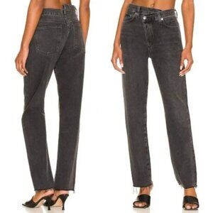 AGOLDE Criss Cross Straight Jeans - Black Wash Raw Hem Sz 27 NWOT